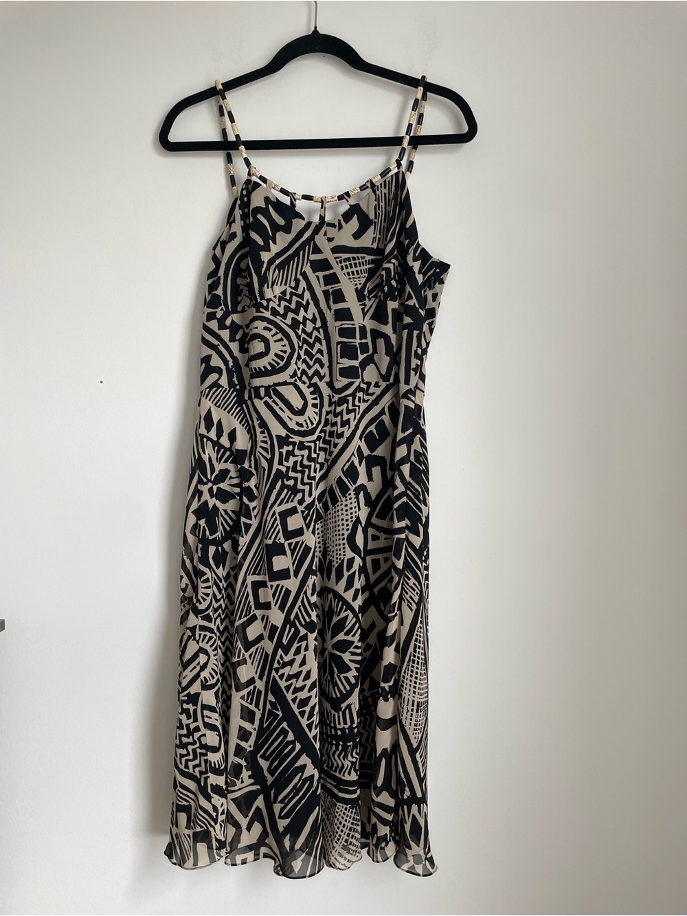 Donna Morgan Tan And Black Tribal Print Knee Length A Line Dress Size 12